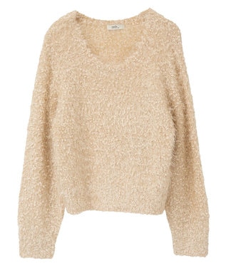 earth music&ecology ポンポンヤーンラメニットプルオーバー Beige