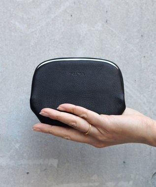 FOLNA RD ソフトレザーショート 天溝がま口 財布 ブラック