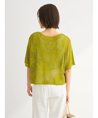 Green Parks 花柄メッシュニットプルオーバー Lime Green