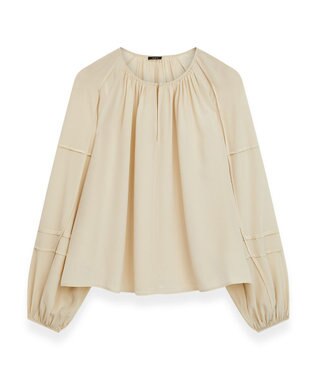 JOSEPH クレープ  ド  ソワ　リラックスフィットブラウス Oat