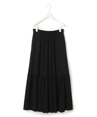 ICB 【洗える】エステルジョーゼット ティアードスカート ブラック系