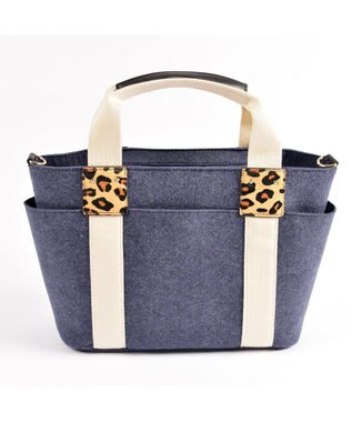 LA BAGAGERIE フェルト×カウヘアートート ネイビー