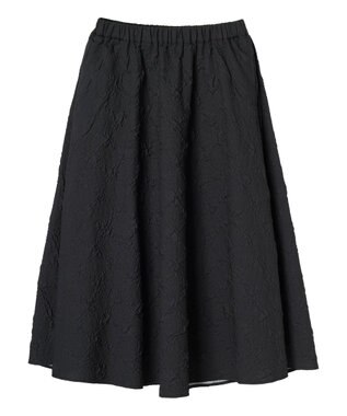 Green Parks ・ｆｕｒｒｙ　ｒａｔｅエンボスサイドタックフレアスカート Black