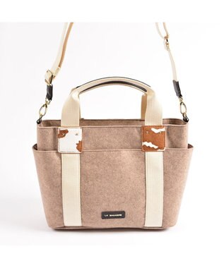 LA BAGAGERIE フェルト×カウヘアートート ベージュ