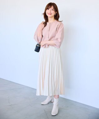 Feroux サテン プリーツスカート アイボリー系