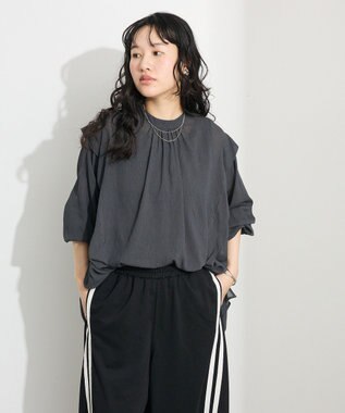 CRAFT STANDARD BOUTIQUE ヴィンテージボイルショルダータックブラウス Charcoal Gray