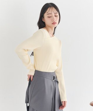 earth music&ecology アシメネックリブプルオーバー Light Yellow