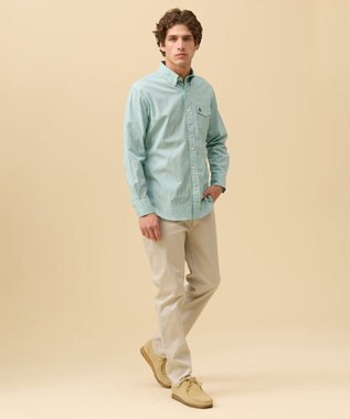 J.PRESS MEN ブロードマルチストライプ シャツ / B.D. グリーン系1