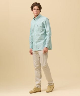 J.PRESS MEN ブロードマルチストライプ シャツ / B.D. グリーン系1