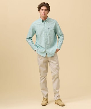 J.PRESS MEN ブロードマルチストライプ シャツ / B.D. グリーン系1