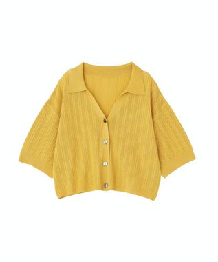 YECCA VECCA ストライプメッシュニットカーディガン Yellow
