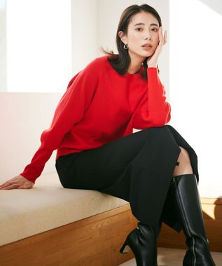 ICB 【洗える】コットンコンプレッシャー ナロースカート ブラック系