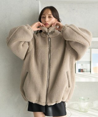 earth music&ecology ボアルーズブルゾン グレーベージュ