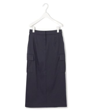 ICB L 【洗える】ウォームサテン カーゴスカート ネイビー系