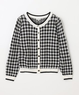 ANY KIDS ギンガム総柄ニット カーディガン ブラックギンガム