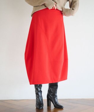 #Newans ラウンドステッチスカート レッド