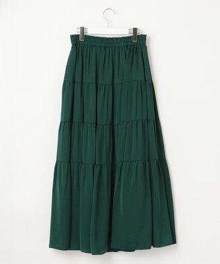 自由区 L 【洗える/着丈調節可】カラー ティアードスカート グリーン系