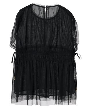 YECCA VECCA チュールギャザーブラウス Brown