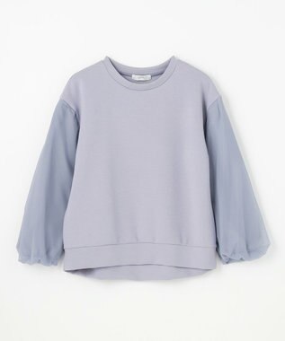 ANY L 【洗濯機可】チュールコンビダンボールプルオーバー ブルーグレー