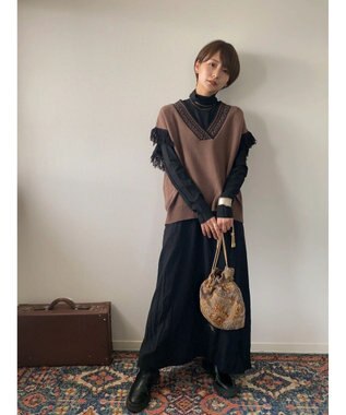 Green Parks フリンジベスト Brown