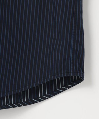 JOSEPH ABBOUD 【2WAY・リバーシブル・七分袖】リバーシブルストライプ シャツ ネイビー系1