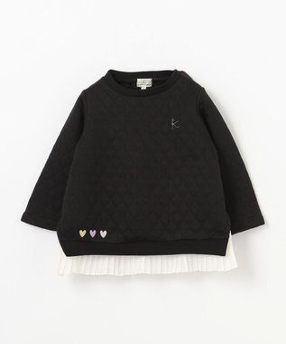 組曲 KIDS 【90-100㎝】ハートキルトジャガード トレーナー ブラック系