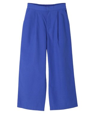 Green Parks 綿麻混タックストレートワイドパンツ Royal Blue