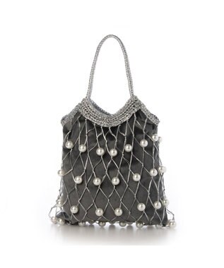 UNBILLION カカトゥ kakatoo / パール風ビーズ編み込メッシュバッグ シルバー