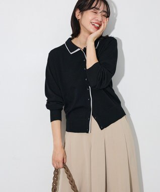 Green Parks ここちニット衿付き配色プルオーバー