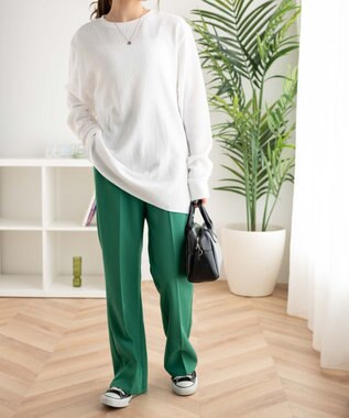 WEGO スリットワッフルロングスリーブT ホワイト