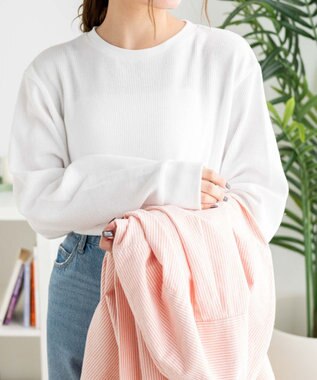 WEGO スリットワッフルロングスリーブT ホワイト