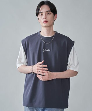 WEGO 【２点セット/ベスト×Tシャツ】アンサンブルベスト（SS） ブラック中濃色