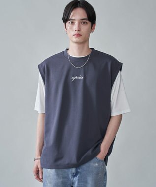 WEGO 【２点セット/ベスト×Tシャツ】アンサンブルベスト（SS） ブラック中濃色