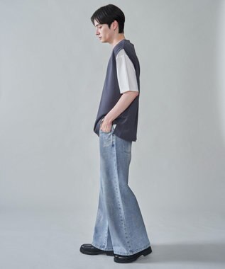 WEGO 【２点セット/ベスト×Tシャツ】アンサンブルベスト（SS） ブラック中濃色