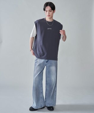 WEGO 【２点セット/ベスト×Tシャツ】アンサンブルベスト（SS） ブラック中濃色