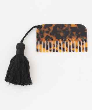 自由区 タッセル付きアクリル コーム ブラウン系