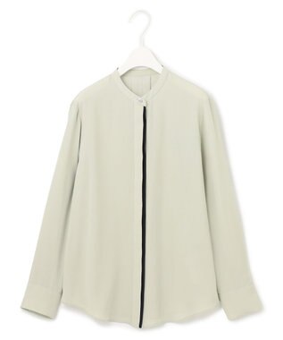 ICB 【WEB限定カラーあり・速乾・洗える】BackSatinAmunzen バンドカラーブラウス ピスタチオ系