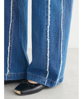 Green Parks ・Ｄｏｕｂｌｅ　Ｆｌａｇｓフリンジラインストレートデニム Indigo