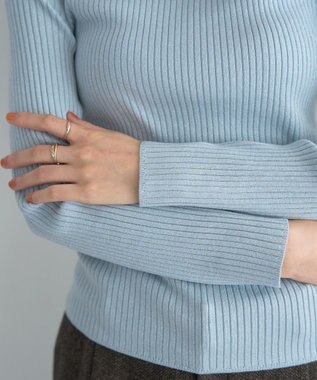 YECCA VECCA ラメ混ハイネックリブニット Sax