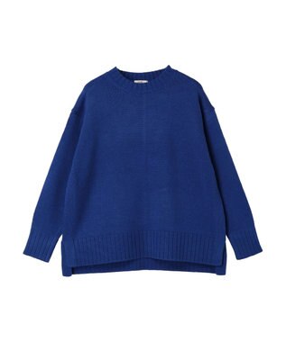 earth music&ecology ウォッシャブル脇スリットクルーネックプルオーバー Blue