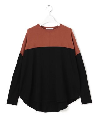 ICB 【洗える】ヴィスコースワイド プルオーバー マホガニー×ブラック系