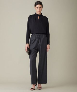 ICB L 【洗える】シャイニースムース ハイネックカットソー ブラック系