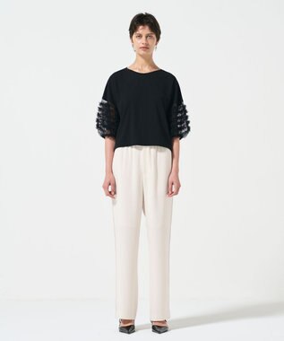 GRACE CONTINENTAL チュールフリルスリーブトップ ブラック