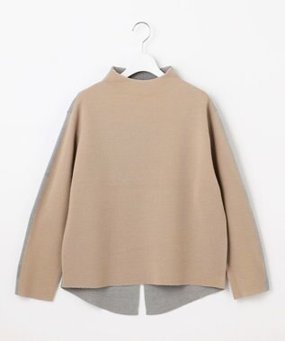 自由区 【セットアップ対応・洗える】ウールミラノボトルネック ニット モカ×ライトグレー