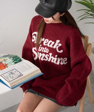 WEGO ロゴジャガードフラッフィーニット レッド