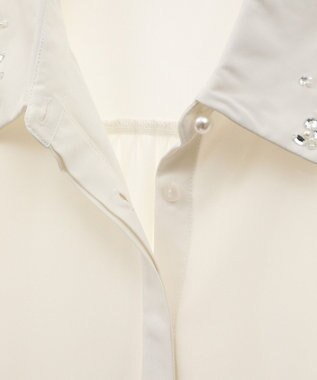 earth music&ecology 襟ビジューブラウス Off White