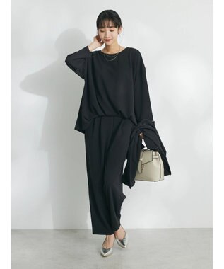 CRAFT STANDARD BOUTIQUE ８分丈ウエストタックオールインワン Black