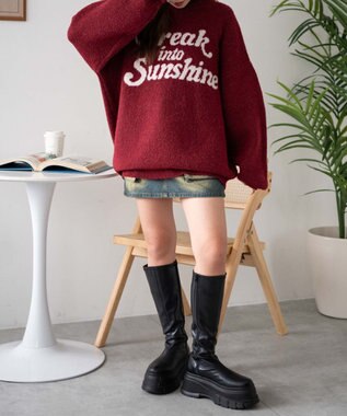 WEGO ロゴジャガードフラッフィーニット レッド