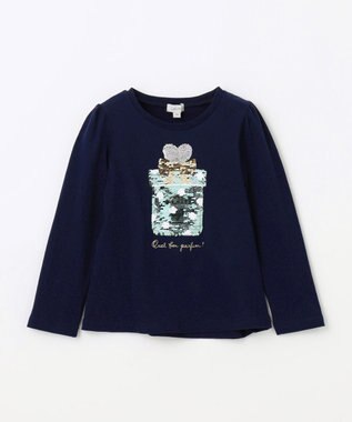 ANY KIDS ミラクルスパンコール 長袖 Tシャツ ネイビー×パフューム