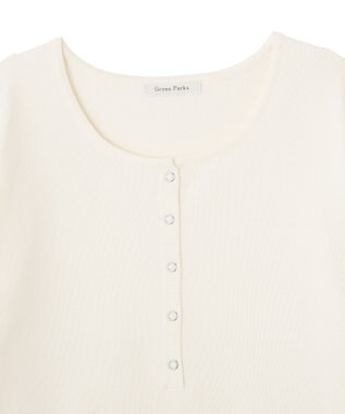 Green Parks ヘンリーネックレイヤードニットプルオーバー White